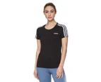 Adidas Women's Essentials 3-Stripes Tee / T-Shirt / Tshirt - Black/White