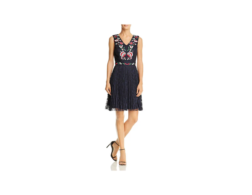 Nanette Nanette Lepore Womens Moody Treasures  Lace Embroidered Dark Navy Party Dress