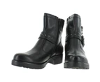 Earth Women's Boots - Motorcycle Boots - Black Leather