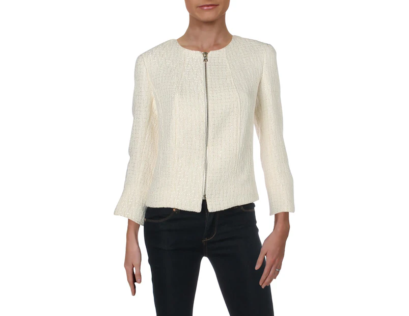 Anne Klein Women's Blazers - Tweed Jacket - White Combo