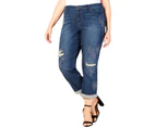 Style & Co. Womens Plus Frosty Shimmer Denim Embellished Boyfriend Jeans