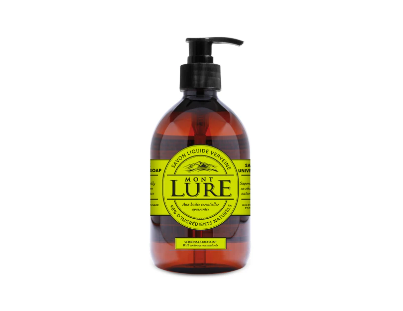 Mont Lure Liquid Soap - Verbena Liquid Soap with Essential Oils - Hands, Body & Face - 98% natural - Made in France - 500ml - Gold