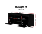 Artiss TV Cabinet Entertainment Unit RGB LED Stand Gloss Furniture 145cm Black