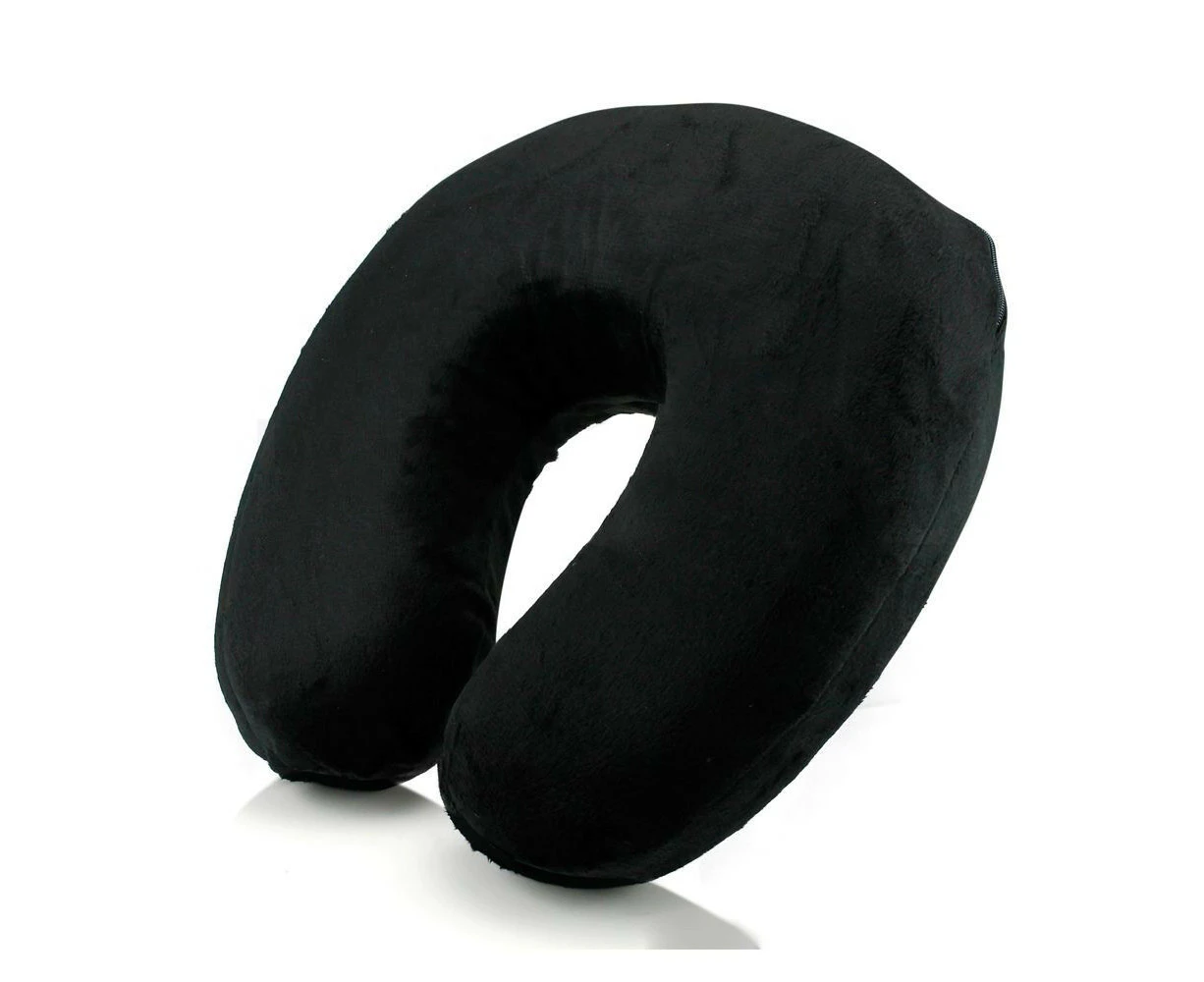 Microbead Travel Pillow Super Soft Travel Neck Cushion Holiday Rest Plane Flight BLACK