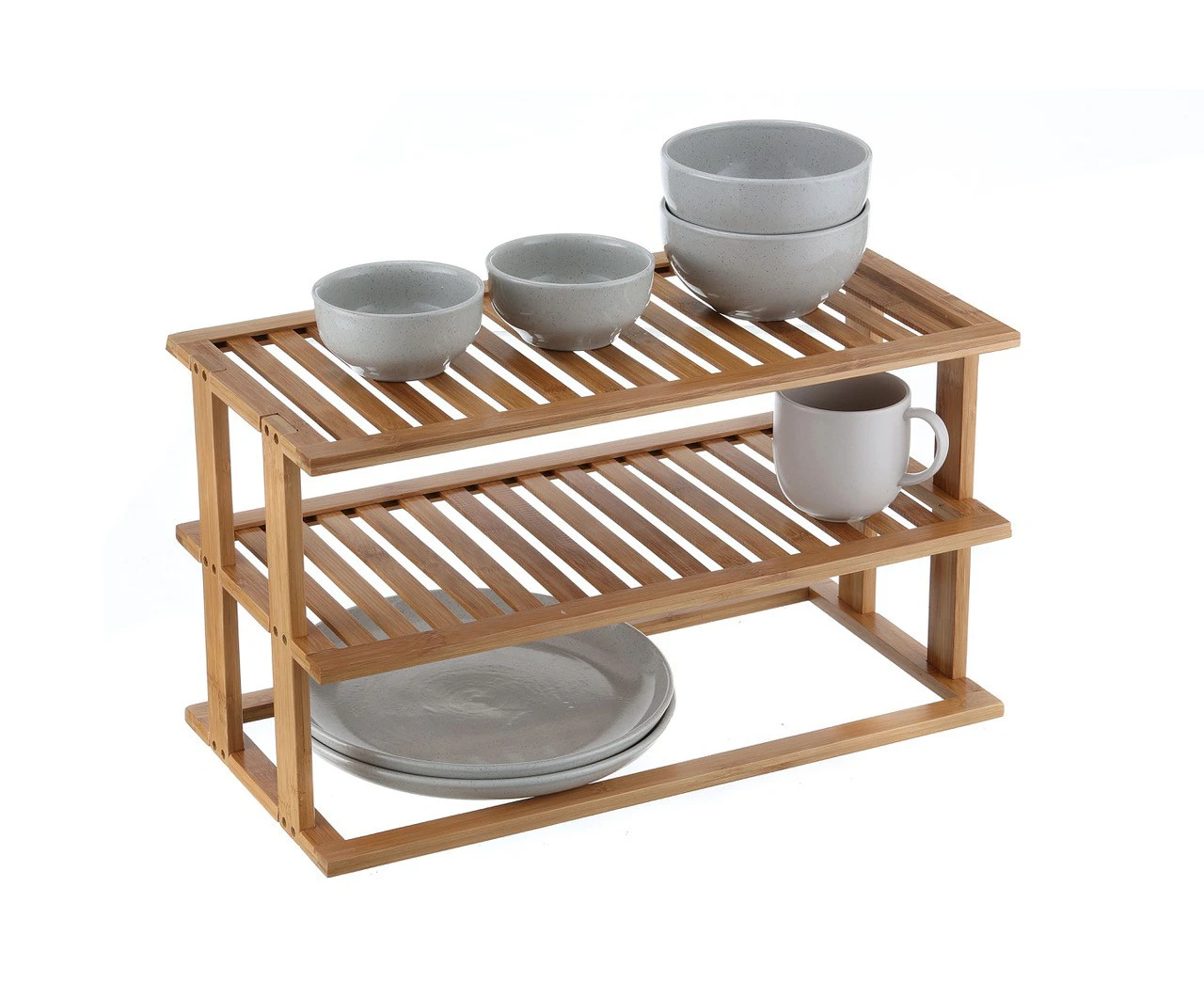 Bamboo Pantry Shelf Rectangular 2 Tier