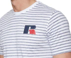 Russell Athletic Men's Stripe Tee / T-Shirt / Tshirt - White
