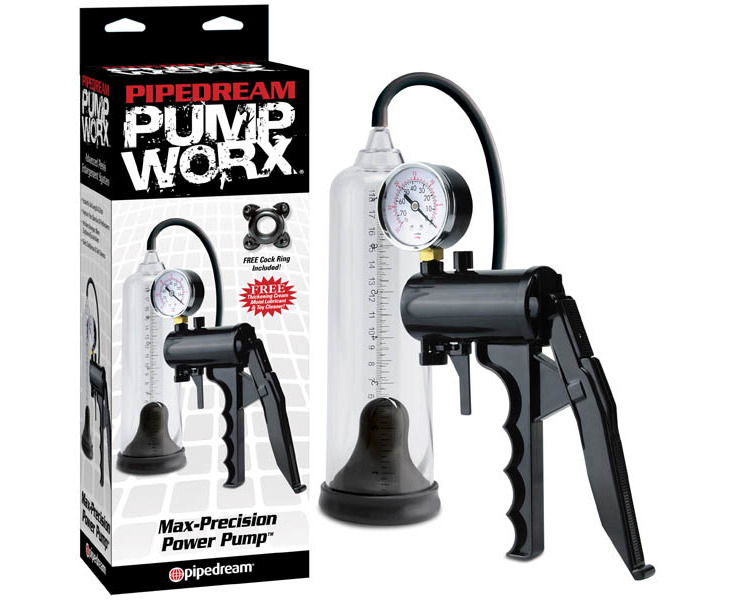 Pump Worx Max precision Power Pump Clear Black Penis Pump with