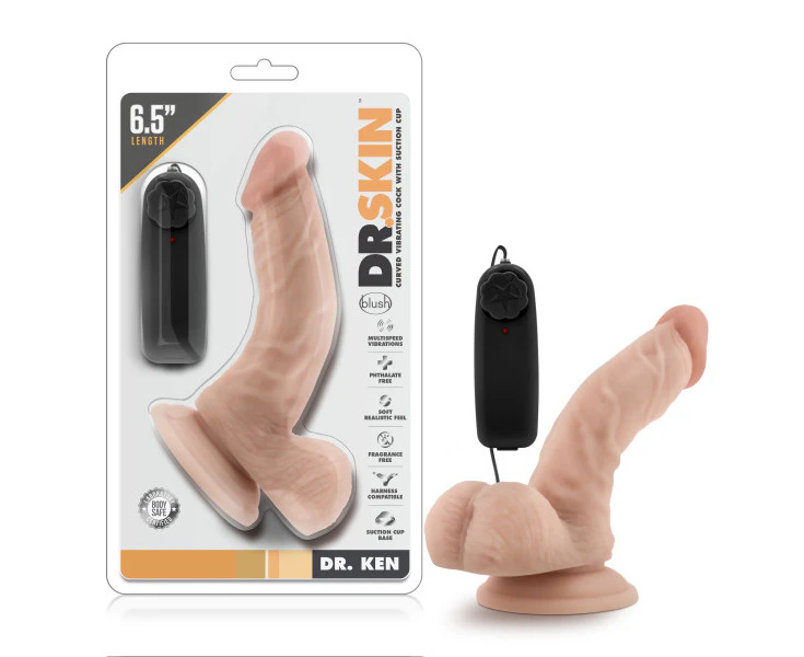 Dr. Skin Dr. Ken - Flesh 16.5 cm (6.5'') Vibrating Dong