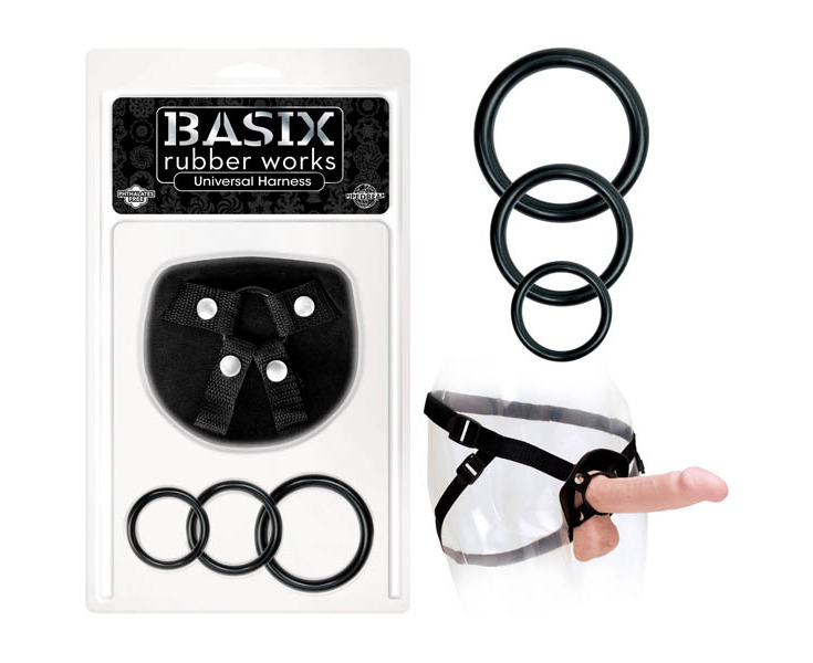 Basix Rubber Works Universal Harness Black Strap On Harness No