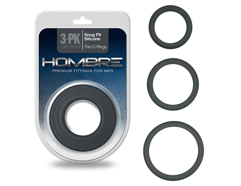 Set of 3 Hombre Snug Fit Thin C-Rings - Charcoal Grey