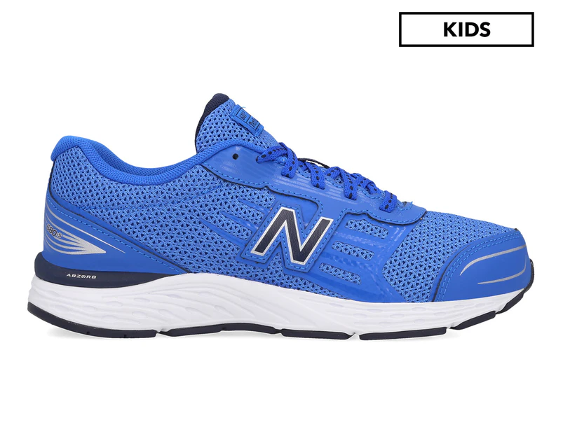 New Balance Boys' Grade-School 680v5 Wide Fit Running Sports Shoes - Vivid Cobalt/Pigment