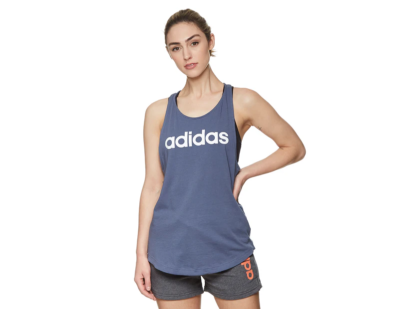 Adidas Women's Essentials Linear Tank Top - Tech Ink/White