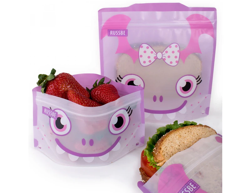 Russbe Snack & Sandwich Bag Set of 4 Purple Monster