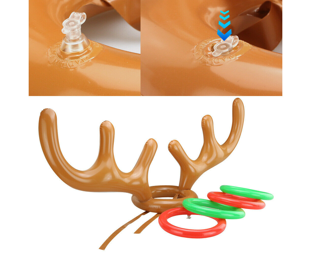 Antler Inflatable Antler Reindeer Hat Ring Toss Xmas Party Game Holiday Toys SU 