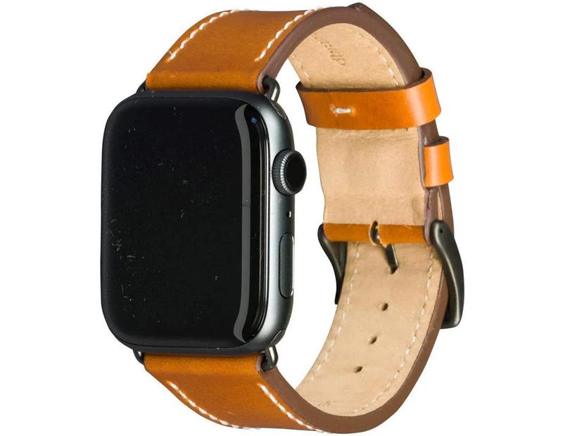 Apple Watch 45/44/42MM DBRAMANTE 1928 Copenhagen Full-Grain Leather Strap - Tan/Space Grey