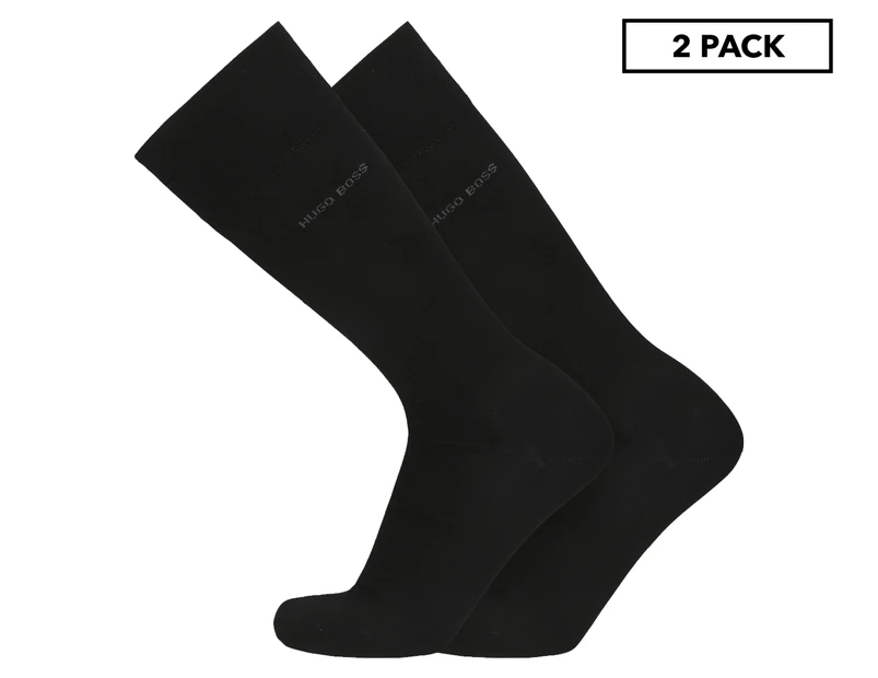 Hugo Boss Men's US Size 7-13 Mercerised Egyptian Cotton Socks 2-Pack - Black