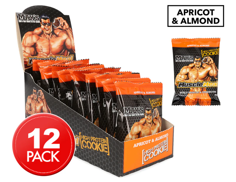 12 x Max's Muscle Meal High Protein Cookie Apricot & Almond 90g