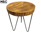 Maine & Crawford Banyan Wood/Iron 45x35cm Side Table Living Room Furniture Brown