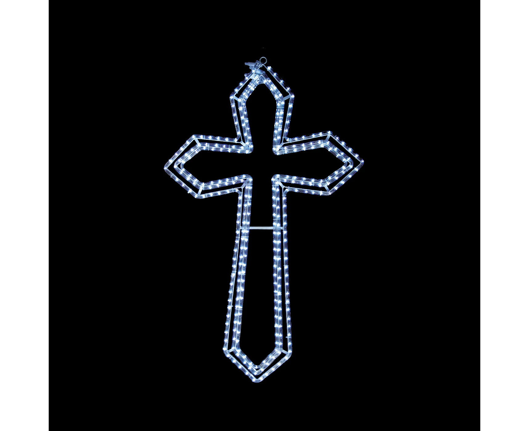 Christmas LED Motif 3 Layer Animated Jesus Cross 111x72cm Indoor/Outdoor - White