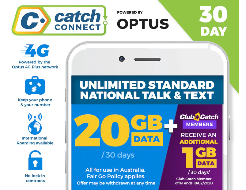 Catch Connect 30 Day Mobile Plan - 20GB