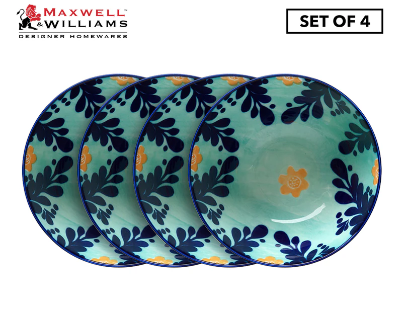 Set of 4 Maxwell & Williams 12.5cm Majolica Bowls - Teal