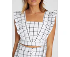 The Fated Women's Hendrix Cropped Top - Black White Check