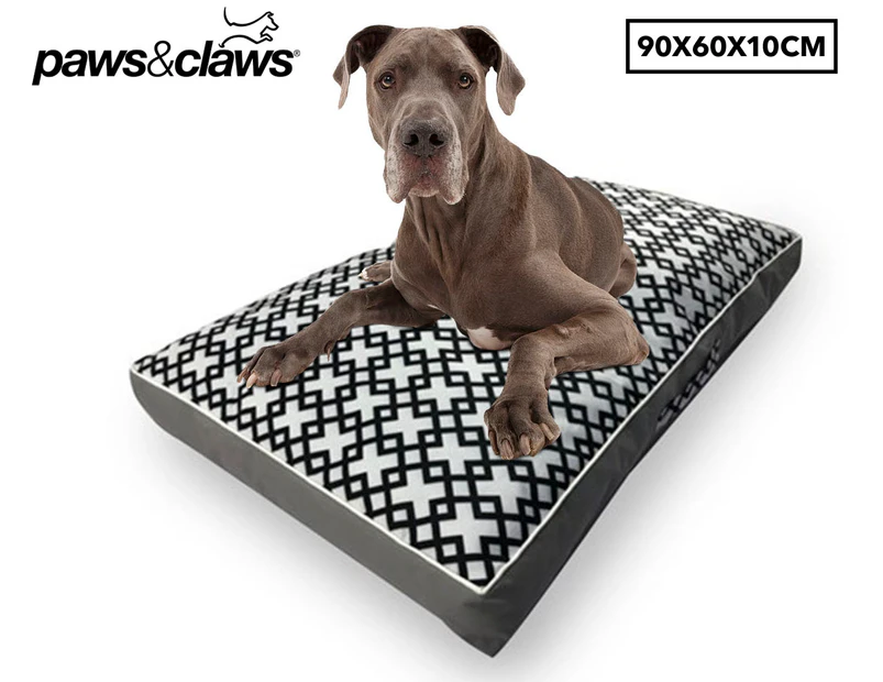 Paws & Claws 90x60x10cm Fremantle Pillow Pet Bed - Black/White