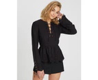The Fated Women's Pegasus Lace Up Blouse - Black