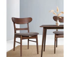 Artiss 2x Dining Chairs Kitchen Chair Rubber Wood Retro Cafe Brown Fabric Padded