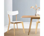 Artiss 2x Dining Chairs Kitchen Chair Rubber Wood Cafe Retro White Wooden Seat