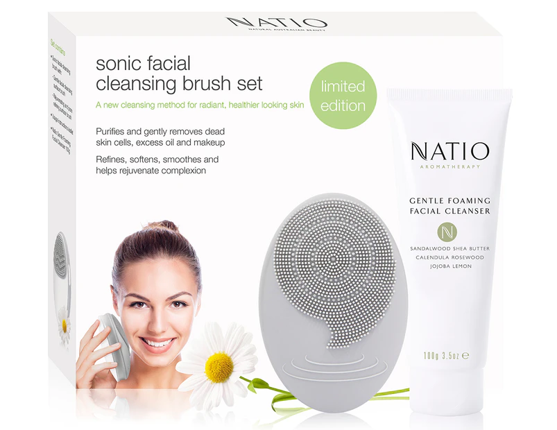 Natio Sonic Facial Cleansing Brush Set - Grey