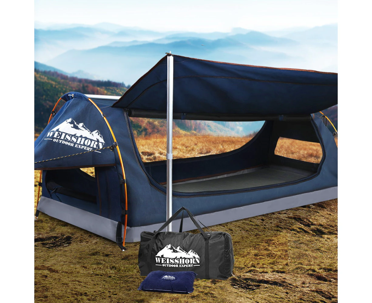 Weisshorn King Single Swag Camping Swags Canvas Free Standing Dome Tent Bag Navy