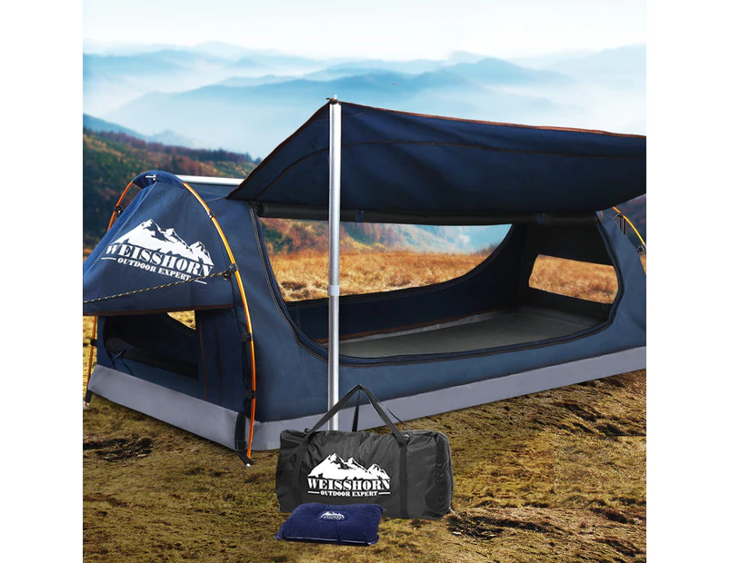Weisshorn King Single Swag Camping Swags Canvas Free Standing Dome Tent Bag Navy