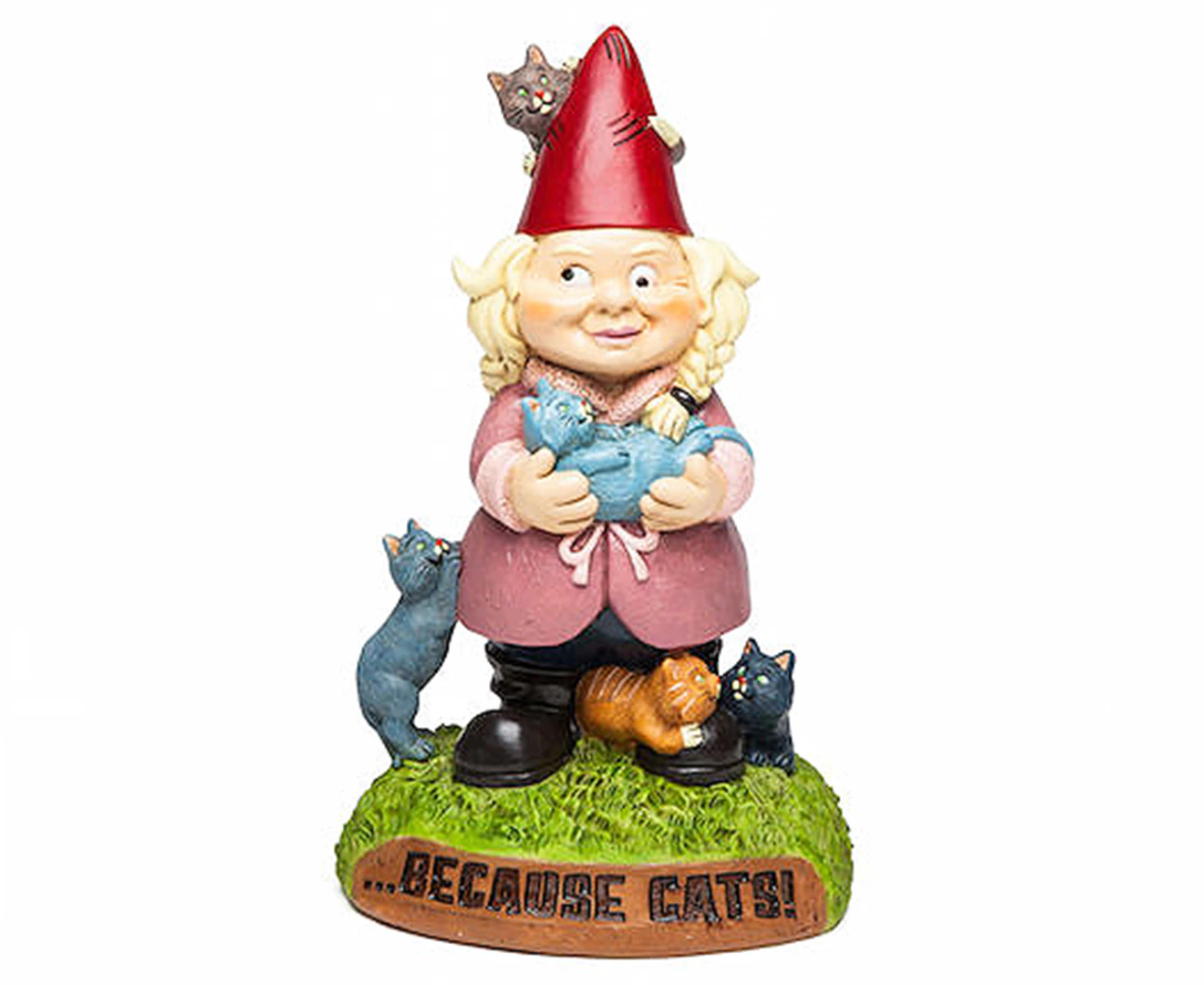 BigMouth 25cm Crazy Cat Lady Garden Gnome Outdoor Home Decor Statue Ornament