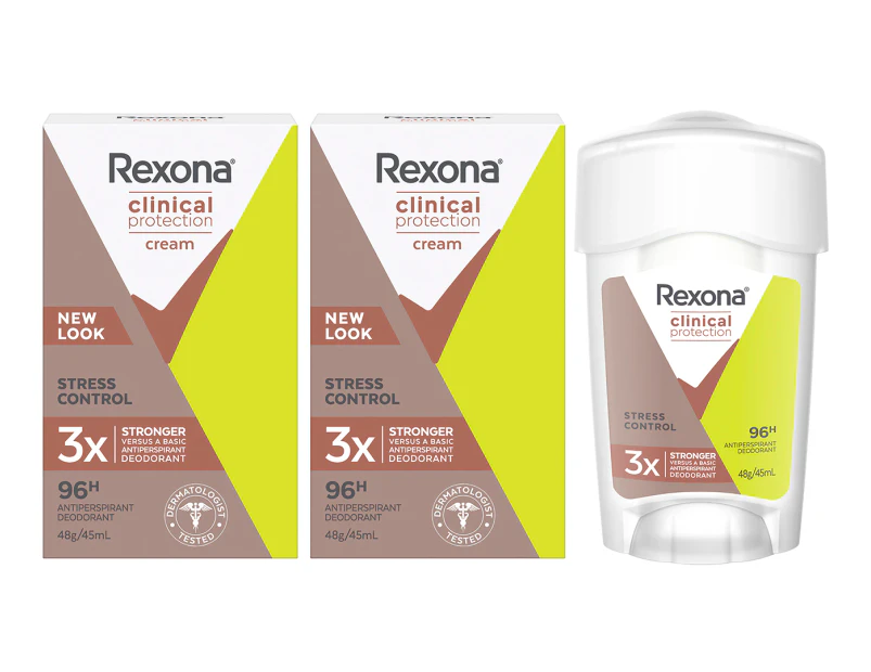 2 x Rexona Clinical Protection Antiperspirant Deodorant Stress Control 48g/45mL