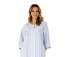 Slenderella HC3225 Woven Striped Dressing Gown - Blue