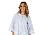 Slenderella HC3224 Woven Striped Dressing Gown - Blue