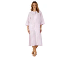 Slenderella HC3224 Woven Striped Dressing Gown - Pink