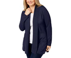 Karen Scott Womens Plus Long Sleeves Textured Cardigan Sweater