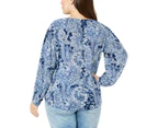NY Collection Womens Plus Paisley Long Sleeves Blouse