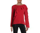 Vince Camuto Womens Ruffled Asymmetric Pullover Top