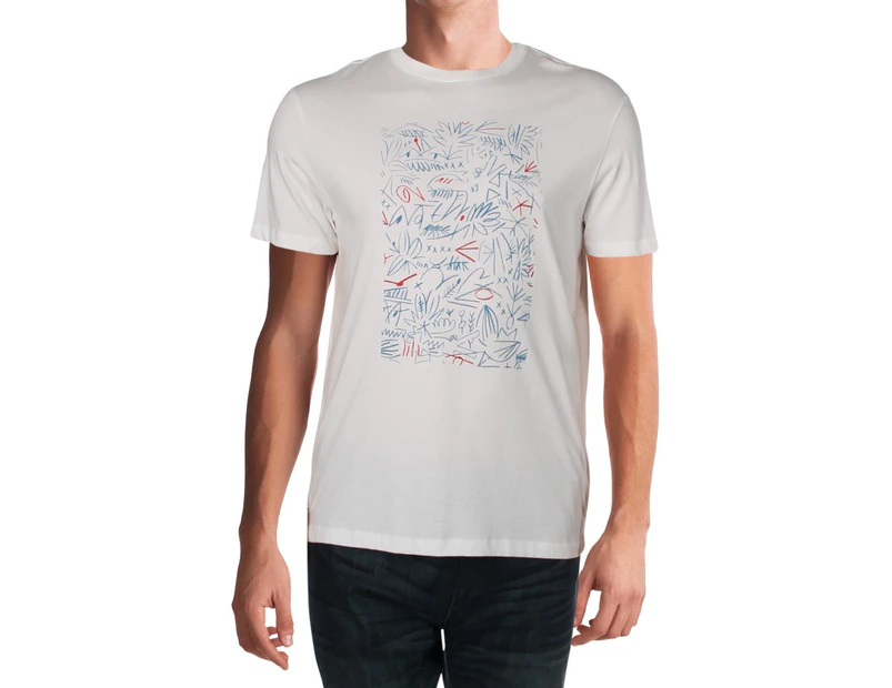 Lacoste Mens Abstract Print Crewneck Graphic T-Shirt