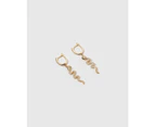 Izoa Snake Drop Huggie Earrings Gold