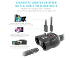 Mbeat Four Port USB-C Car Charger w/ Cigar Lighter Splitter