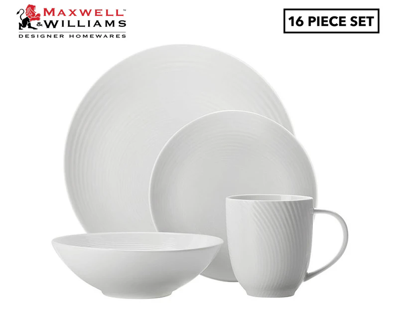 Maxwell & Williams 16-Piece Swirl Dinner Set - White