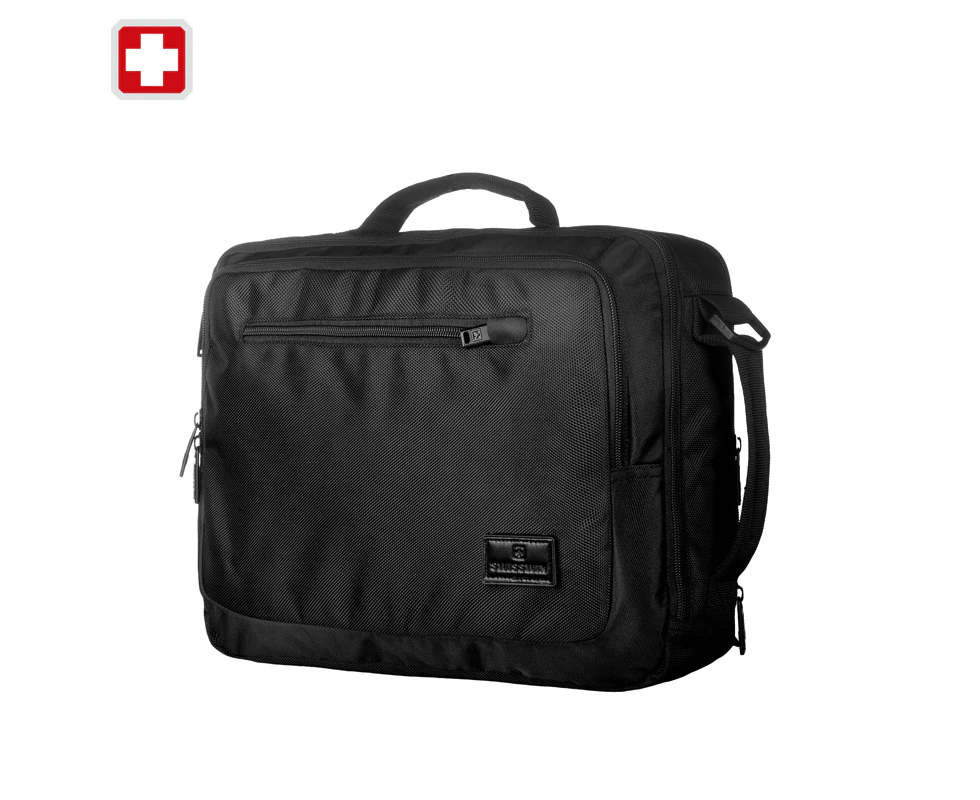 Swisswin Swiss waterproof 15.6" laptop Bag  School bag Travel Briefcasee with backpack SWE1018 Black