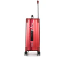 Swiss Aluminium Luggage Suitcase Lightweight with TSA locker 8 wheels 360 degree rolling HardCase 2-Piece Set SN7611A&C-Red