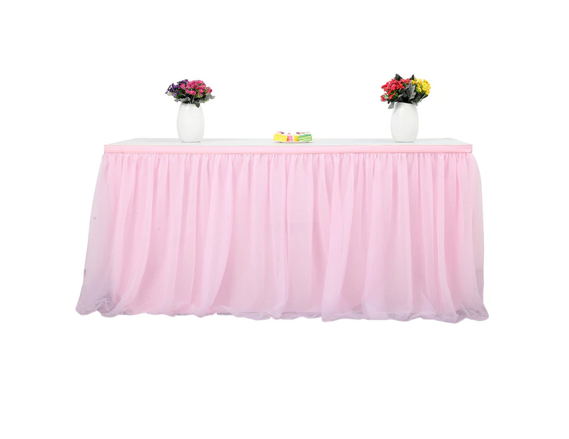 Tutu Tulle Table Cover Table Skirts Cloth for Party Wedding Home Decoration-Pink