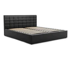 Queen Size Gas Lift PU Leather Bed Frame (Pierre Collection, Black)
