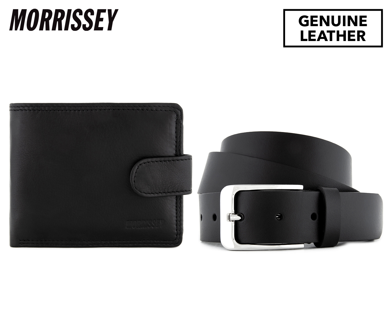 Morrissey Men's Leather Belt & Wallet Gift Set - Black | Catch.co.nz